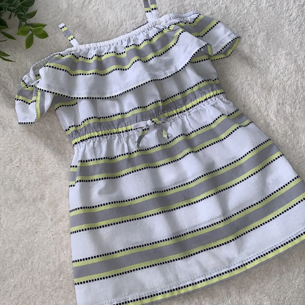 Janie and Jack Ruffle Sundress 2T White Gray Yellow Dress